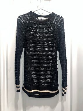 Isabel Marant Etoile Black Open-Knit Crewneck Sweater